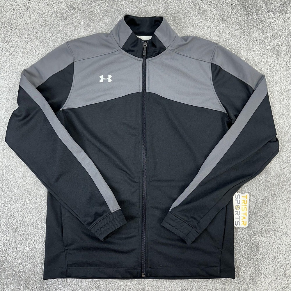 Under Armour Jacket Womens XS Black Gray Loose Fit Full Zip Training Track Sport